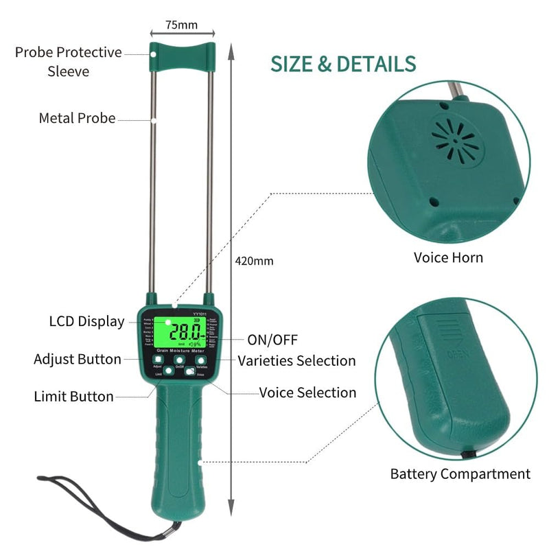 [Australia - AusPower] - Portable Hay Tester, Hay Bale Tester with Probe for Sesame Wheat Corn Soybean Rice Barley Sorghum Peanut Kernel Rapeseed 