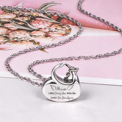 Gredstar Heart Urn Necklace for Ashes, Memorial Pendant Mum