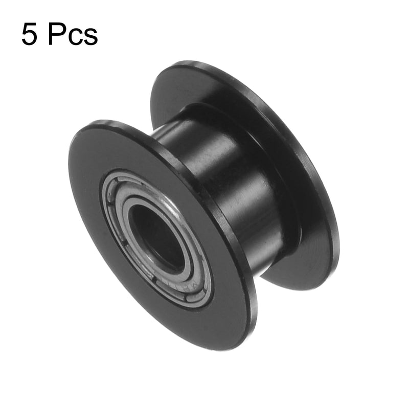 [Australia - AusPower] - 5pcs 2GT Idler Pulley 5mm Bore 18mm Dia. Aluminum Timing Belt Toothless for 6mm Width Belt 3D Printer CNC Machine Accessories, Black 5mm Bore 18mm OD 6.5mm Width 