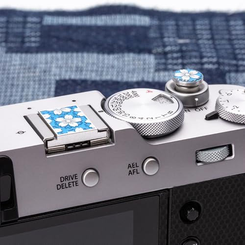 Camera Metal Hot Shoe Cover Shutter Buttons for FUJIFILM X100VI X100V XPro3 XPro2 XPro1 X-T4 X-T3 X-T50 X-T30 for NikonZF Z5 Z6 for Canon (Blue-Set) Blue-Set