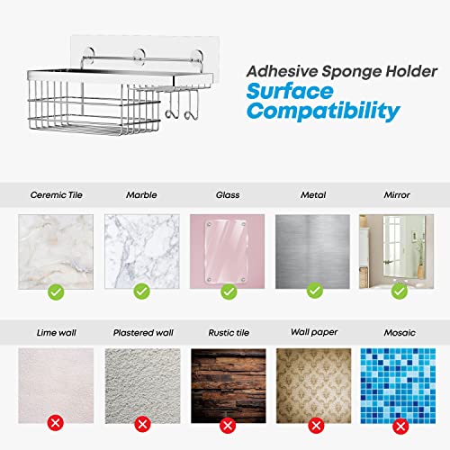 KESOL Shower Caddy and Soap Dish Holder with Hooks, Rust Resistant, 2 Pack Silver