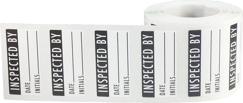 Inspected By Rectangle Labels, 0.75 x 1.5 Inch Adhesive Stickers, 500 Total Labels on a Roll for Quality Control, Inspection, and Tracking – Made in the USA