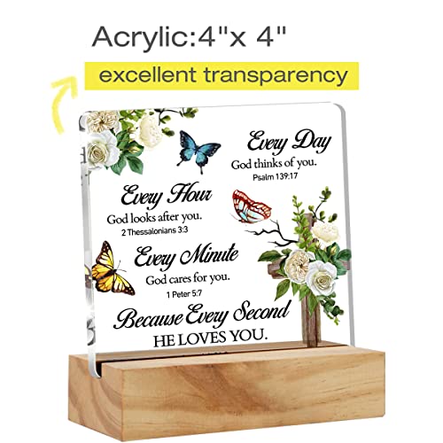 Christian Catholic Bibles Religious Gift Desk Decor Acrylic Desk Sign Decoration Home Office Inspirational Bible Verse Scripture Acrylic Plaque Gift for Women