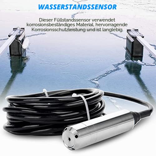 Eujgoov TL231 Ultrasonic Water Level Sensor Stainless Steel Input Level Sensor for Tank, 0-5M Range Depth DC 24V 4-20MA