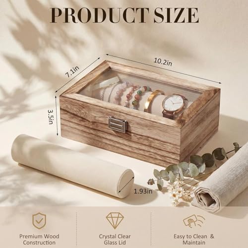 Wenqik Small Wood Bangle Box Organizer 2 Rods for Bracelet