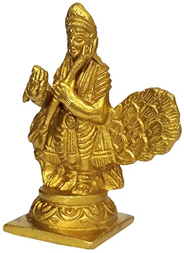 Purpledip Brass Idol Murugan Karthikeya: Subrahmanya Golden Statue (11229B)
