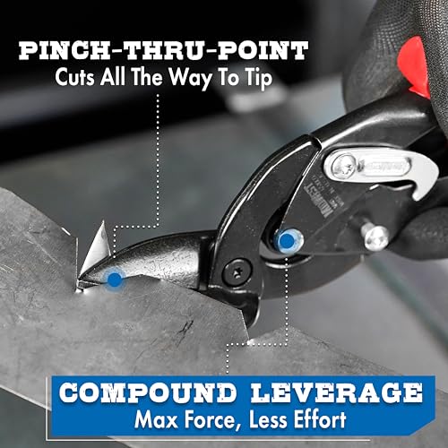 Midwest Snips Blackout aviation snips, left-cut offset tin snips with black handles