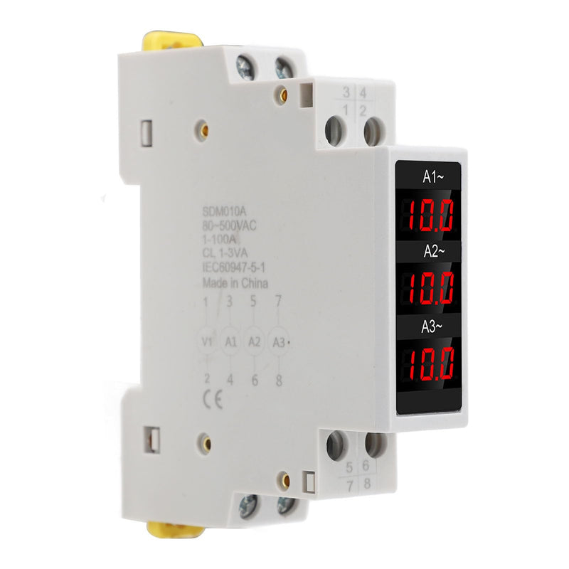 [Australia - AusPower] - LED Digital Display Amp Meter 3 Phase DIN Rail Ammeter 1-100A Trend Display, Wide Measuring Range for Industrial Applications 