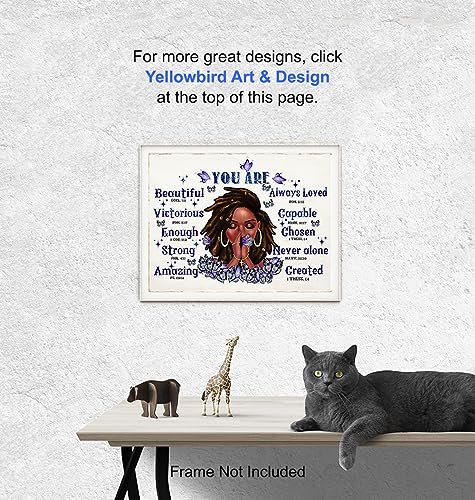 Black women Christian Wall Art - Purple Wall Decor - You Are - African Americans Art - Black Artwork - spiritual Religion Inspiration Gift - Bible Verse Print Motivation Poster - Black Girl Magic