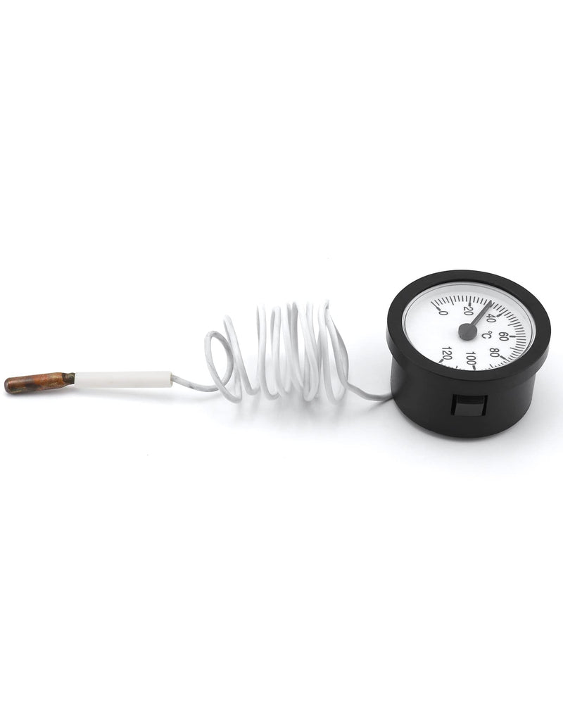 QWORK Thermometer with Sensor Capilar Used for Boilers, Heating and Cooling Systems, Capillary 1000 mm, 0-120 °C