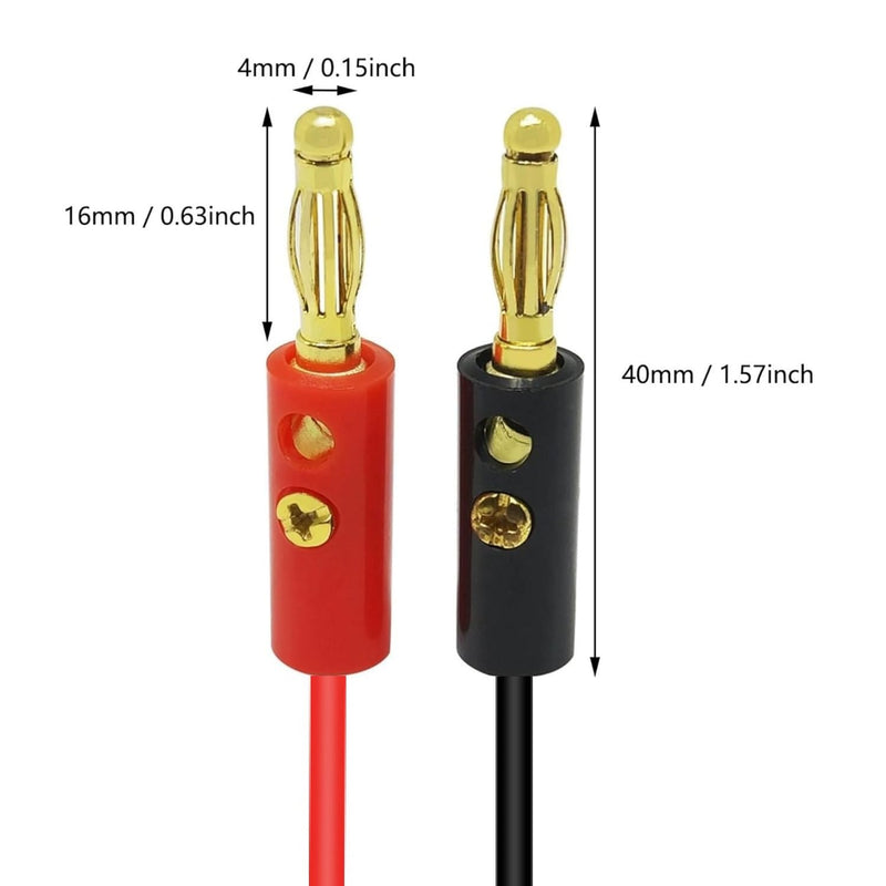 [Australia - AusPower] - WWZMDiB 8 Pcs Banana Plug Test Leads 4mm Gold Plated Banana Plugs Test Clip Retractable Hook 3.28 ft Copper Wire for Multimeter Leads(4 Black + 4 Red) 