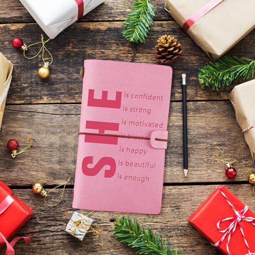 PRSTENLY Gifts for Women, Birthday Gift for Women 140 Pages Leather Journal Pink