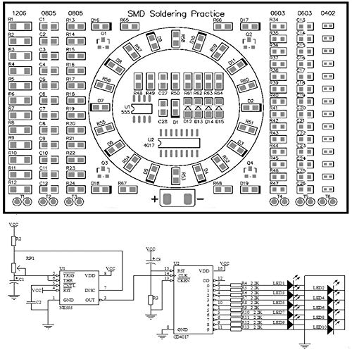 Rotating LED SMD NE555 Soldering Practice Board DIY Kit Fanny Skill Training DIY Kit Electronic PCB Board Module Kit