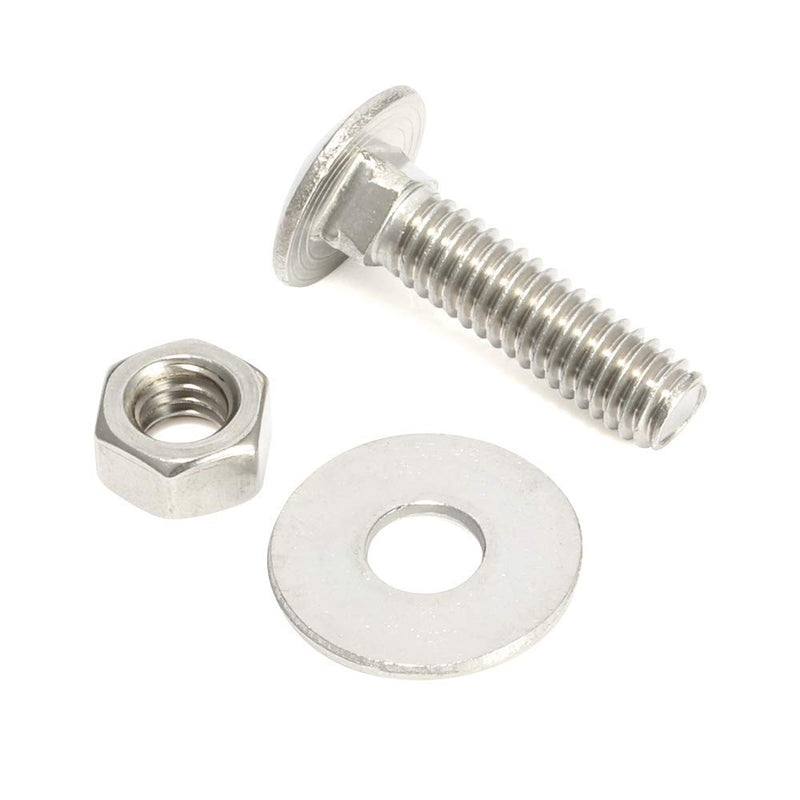 [Australia - AusPower] - 3/8-16 x 1" Carriage Bolts and Nuts Kit, Round Head Square Neck Screws, Stainless Steel 18-8 (304), 10 Sets 3/8-16 x 1" 