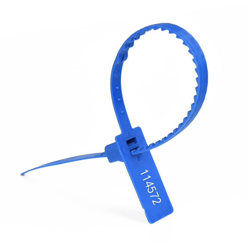 Heavy Duty Plastic Security Seal - Self Locking, Tamper Evident, Truck Trailer Seals (337 mm, Blue, 100 PCS)