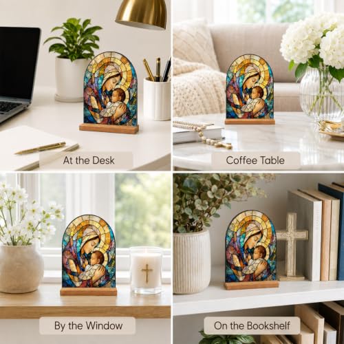 Colourful Virgin Mary and Baby Jesus Acrylic Plaque Desktop Ornaments