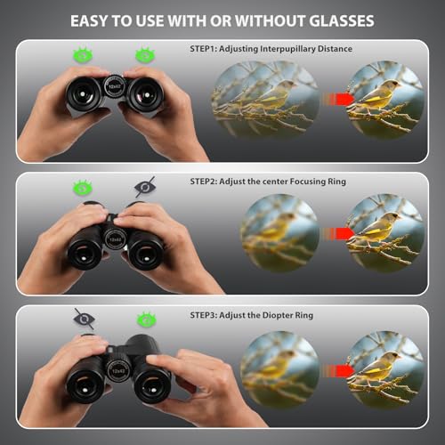 12X42 Waterproof Binoculars for Adults High Power UHD Bird Watching Hunting