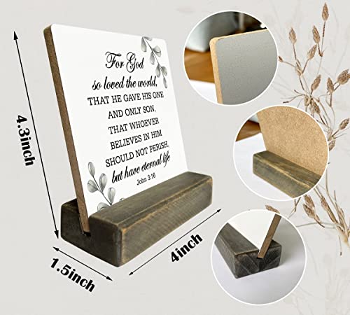 Christian Quote Wood Sign, John 3:16 - For God So Loved The World, Wooden Stand, Meaningful Gift, Bible Verse Home Decor