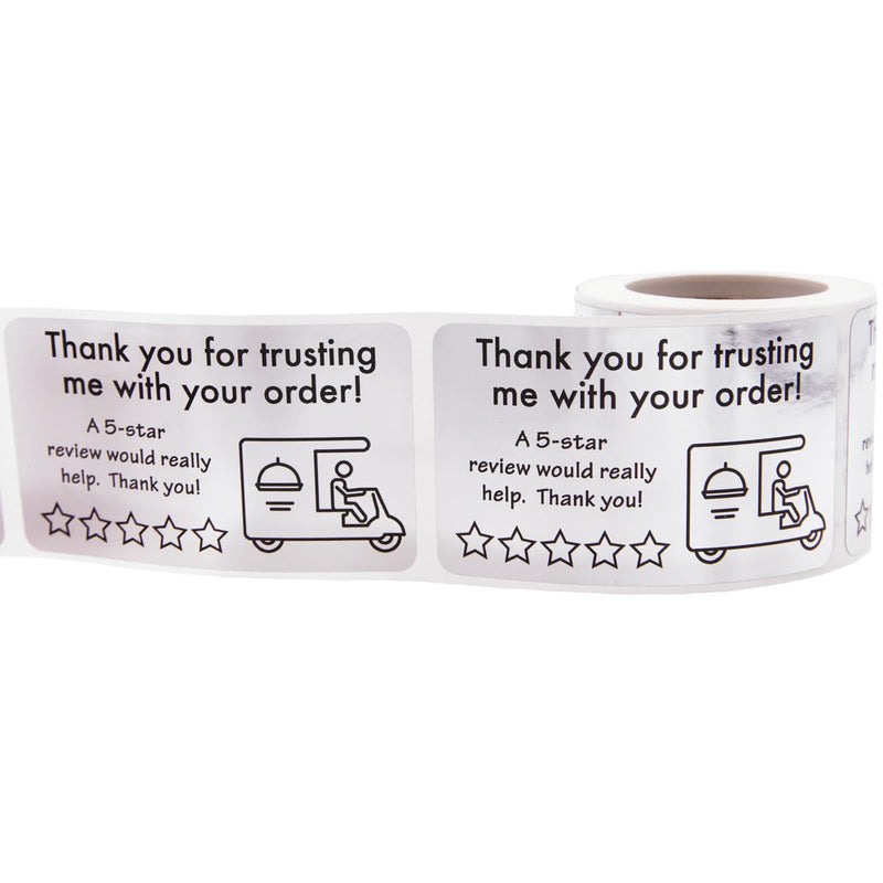 Thank You for Your Order 5 Star Food Delivery Labels 1.5 x 2.5 Inch 100 Total Stickers (Pack of 2) 1.5 x 2.5 inch (Pack of 2)