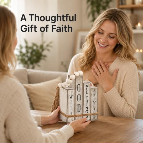 5 PCS Wooden Ornaments for House Book Shaped Decor with Bible Theme