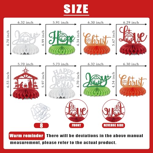 8PCS Christmas Decorations Happy Birthday Jesus Honeycomb Centerpieces Christmas Party Decorations Supplies
