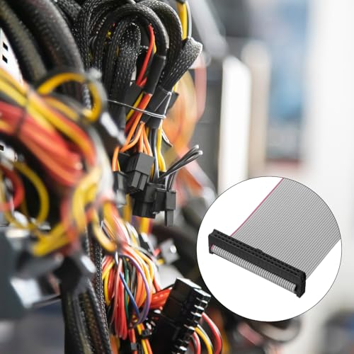 QUARKZMAN 2 Pack IDC 44 Pin Ribbon Cable 2.0mm Pitch FC to FC Male 30cm Length Grey Jumper Wire for Computer LED Display DVD
