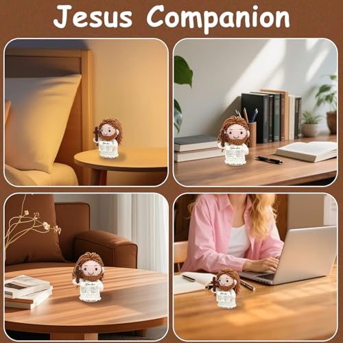 Positive Crochet Jesus Gift Emotional Support Christian Gifts Handmade Jesus Plush with Bible Verses Prayer Cards Easter Spiritual Inspirational Religious Baptism Present