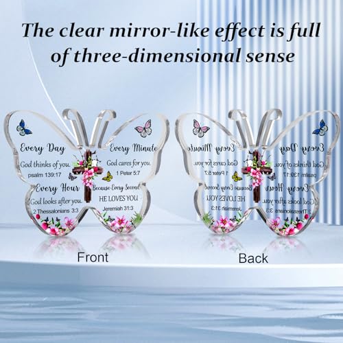 Christian Gifts for Women Men, Butterfly Inspirational Signs Bible Verses Religious Gifts for Mom Sister Coworker, Religious Spiritual Home Decor, Retirement Gifts 5.9x3.9x0.5 inches