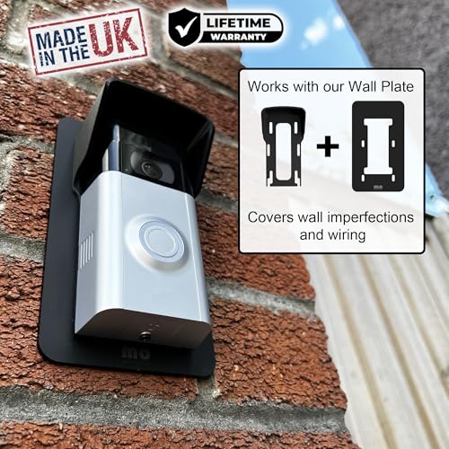 Video Doorbell No Drill Rain Cover Compatible with RingDoorbell Battery Doorbell & Older 1/2/3/4 2nd Gen & 3 Plus Rain Shield Anti-Glare Protection Weather Protector Height Adjustable