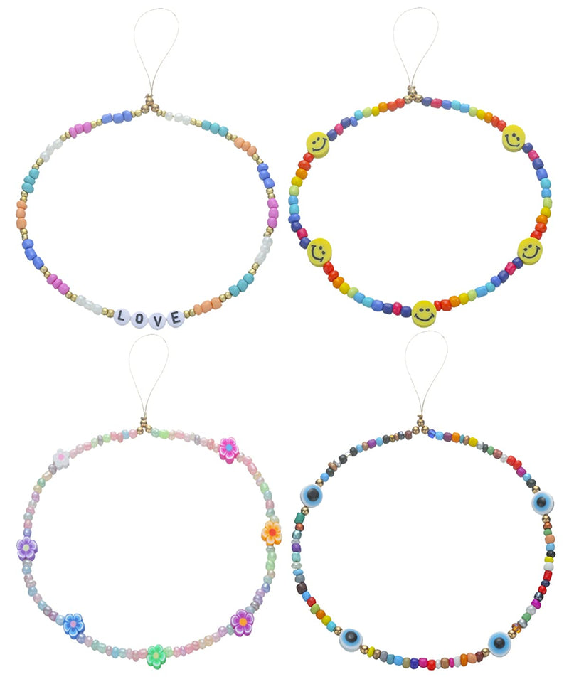 [Australia - AusPower] - Taouzi 6PCS Beaded Phone Lanyard Wrist Strap Face Beaded Phone Charm Fruit Star Pearl Rainbow Color Beaded Phone Chain Strap for Women Girls Style6-1 