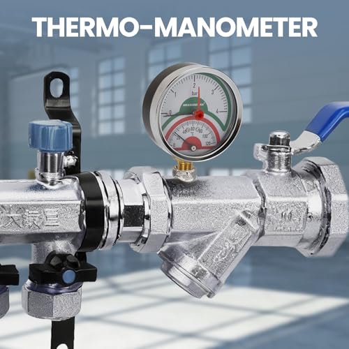 Thermal Pressure Gauge, 3 Inch Dial, 0-4 Bar/120°C, Black Steel Case, G1/2 Under-Connection