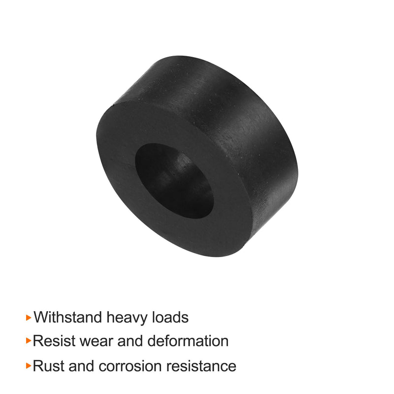 [Australia - AusPower] - 8pcs Rubber Spacer 1 Inch OD 0.47 Inch ID 0.4 Inch Thick Neoprene Round Anti Vibration Isolation Pads Isolator Rubber Washers Bushings for Home Cars Boat Accessories, Black 12mm x 25mm x 10mm 