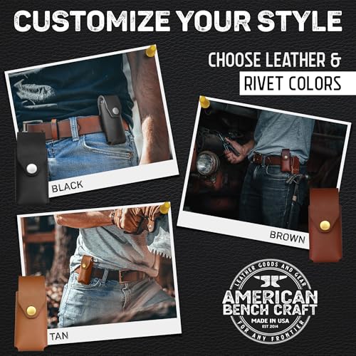 American Bench Craft brown leather multitool sheath and knife case for Gerber Diesel and MP600 with brass snap