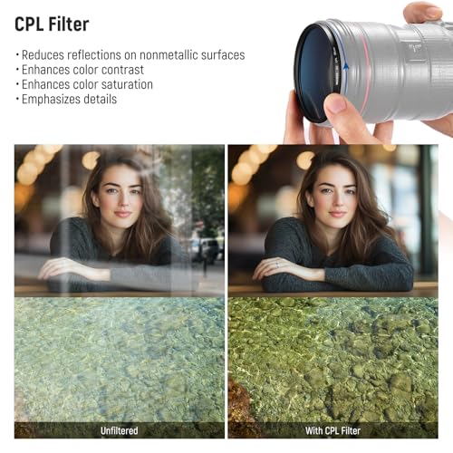 NEEWER 55mm UV CPL ND Lens Filter Kit, UV Protection + Circular Polarizing + Neutral Density (ND8) Camera Lens Filter Set with Multicoated Optical Glass, Slim Frame & Upgraded Foldable Storage Case UV+CPL+ND8