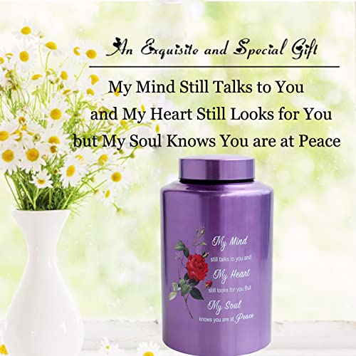 Up to 200 lbs Large Urns for Adult Human Cremation Urn Ashes Decorative Urn for Human Ashes with Rose Urn with Velvet Bag 200lbs rose urn