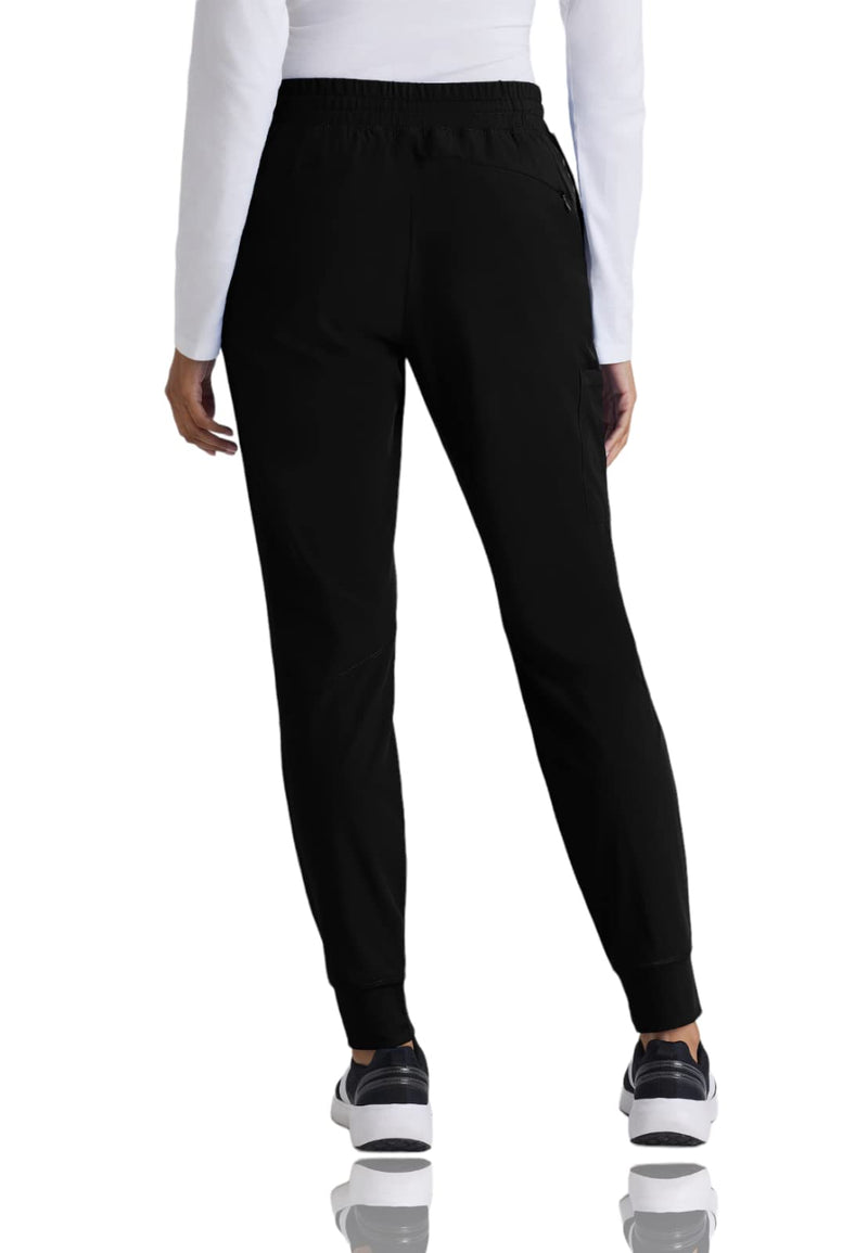 [Australia - AusPower] - BARCO One Boost Scrub Jogger for Women - Yoga Style Medical Jogger, Mid-Rise, 4-Way Stretch Women's Scrub Pant Large Black 