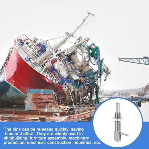 uxcell M16 stainless steel retractable indexing plunger pins with nut, spring-loaded telescopic locking latch for machinery