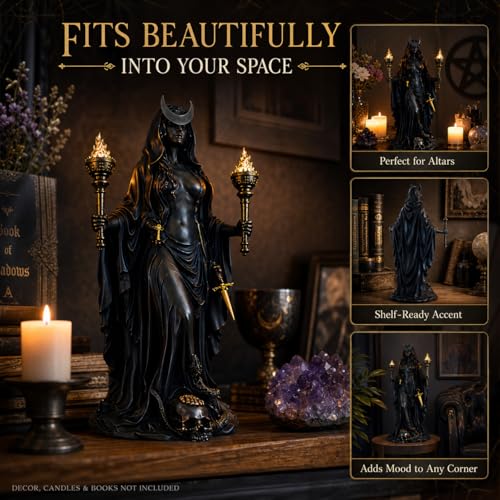 Hecate Statue, Underworld Hekate, Greek Goddess with Torches, Resin Statue B