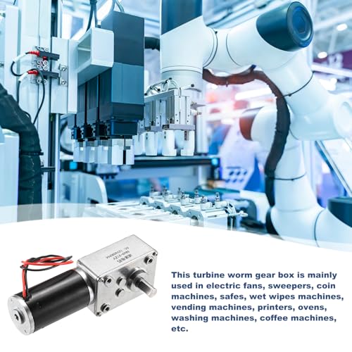 sourcing map DC 12V 60 RPM Reversible Worm Geared Motor Reducer Motor 8mm D Shape Shaft High Torque Gear Box Reduction Electric Motor for Sweepers, Printers, Ovens