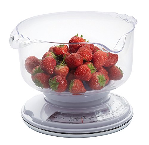 KitchenCraft Flat Mechanical Kitchen Scales with Large Bowl, 3 kg (6.5 lb) Capacity