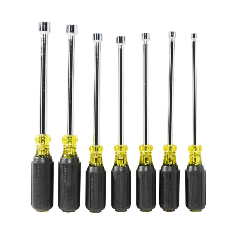 Klein Tools 647M Tool Set, Made in USA, Magnetic Nut Drivers Sizes 3/16, 1/4, 5/16, 11/32, 3/8, 7/16, 1/2-Inch, 6-Inch Hollow Shafts, 7-Piece