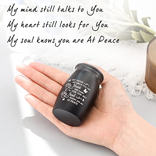 SOITIS 2.76 Inches Small Urns for Human Ashes Keepsake Aluminum Keepsake Urns for Human Ashes Mini Urns for Human Ashes Cremation Urns Ashes Keepsake Black-A