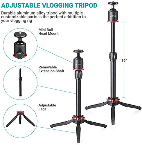 Movo VXR10+ iPhone Vlogging Kit Mini Tripod, Phone Grip, and Video Microphone Compatible with iPhone 12 Pro, 12, 11, 11 Pro, X, 8, 7, 6 and Android - for YouTube, TikTok, and Streaming