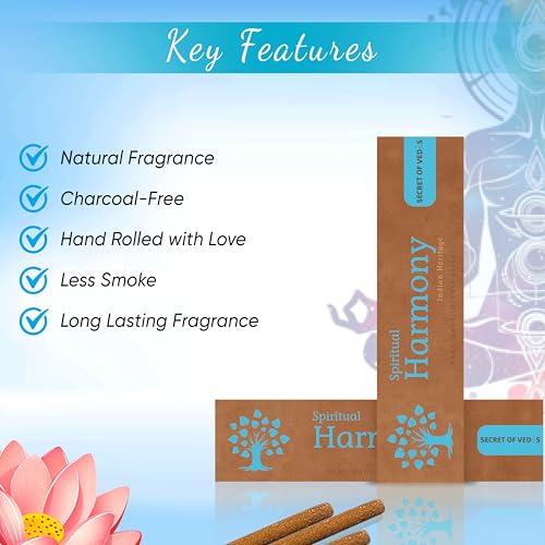 Spiritual Harmony Incense Sticks 100g Pure Organic Hand-Rolled Agarbati Calming & Balancing Fragrance for Meditation, Yoga, Prayer & Home Aromatherapy