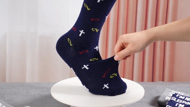 Shihanee 6 Pairs Christian Socks for Men Pastor Religious Gifts Retro