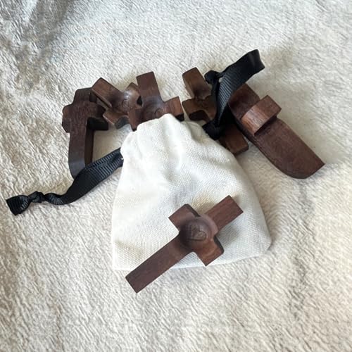 Cross my Heart，Small Wooden Cross，Encouragement Gifts Stress Relief, Pocket Handheld Prayer Crosses, Religious Gifts (1PCS) 1PCS