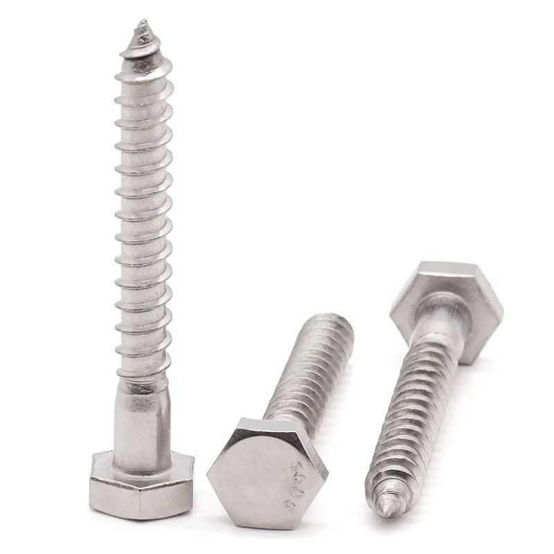 [Australia - AusPower] - Glvaner (8 pcs) 3/8" x 4" Stainless Steel Hex Head Lag Bolts, Hexagonal Head Lag Screws, 304 Stainless Steel 18-8, Secure Hold for Wood 3/8 x 4" 8 