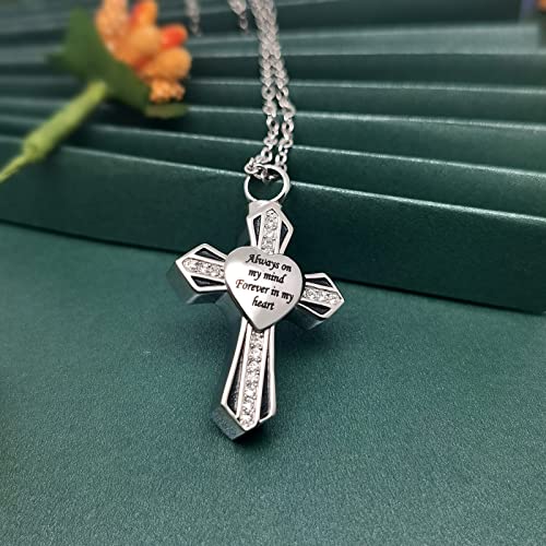 Religious Cross Urn Necklaces for Ashes Heart Tree of Life Cremation Ashes Holder Memorial Keepsake Pendant Locket Jewelry