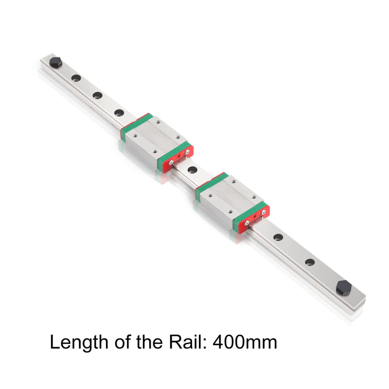 [Australia - AusPower] - MGN12H 400mm Linear Rail Guide 2 Carriages MGN12 Linear Slide 8mm for 3D Printer and CNC Machine Upgrade 2R-400mm Silver 1 