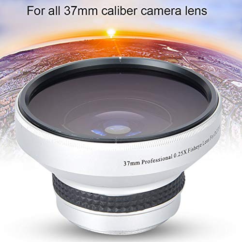 37Mm Fisheye Lens Camcorder,Camera Lens Silver Strong Applicability 37mm 0.25X Super Fisheye Additional Lens for 37mm Caliber Camera Lenses